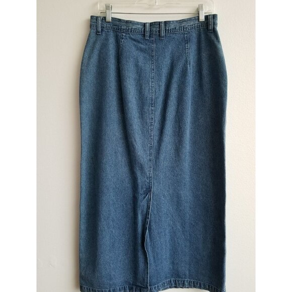 Vintage Y2K Long Front Button Up Denim Maxi Skirt Pencil High Waist - Picture 5 of 6